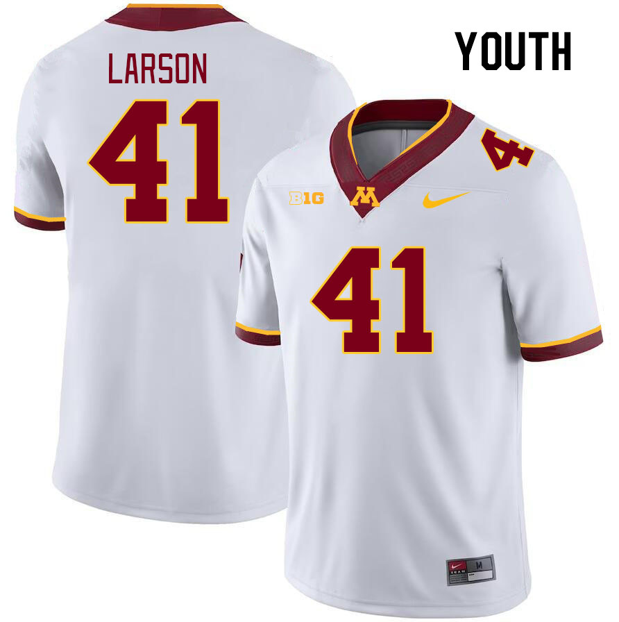 Youth #41 Cade Larson Minnesota Golden Gophers College Football Jerseys Stitched-White
